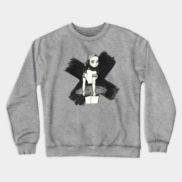 Skater Girl Crewneck Sweatshirt by conshnobre